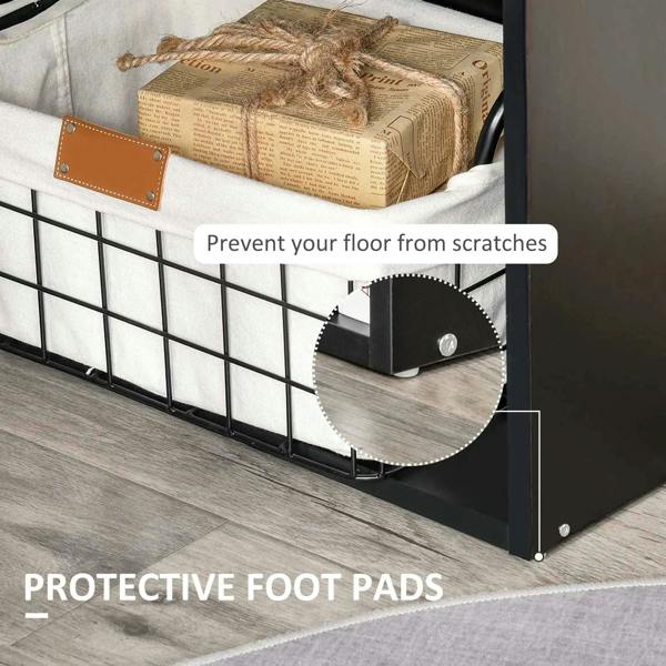 Black desk base with protective foot pads under the frame