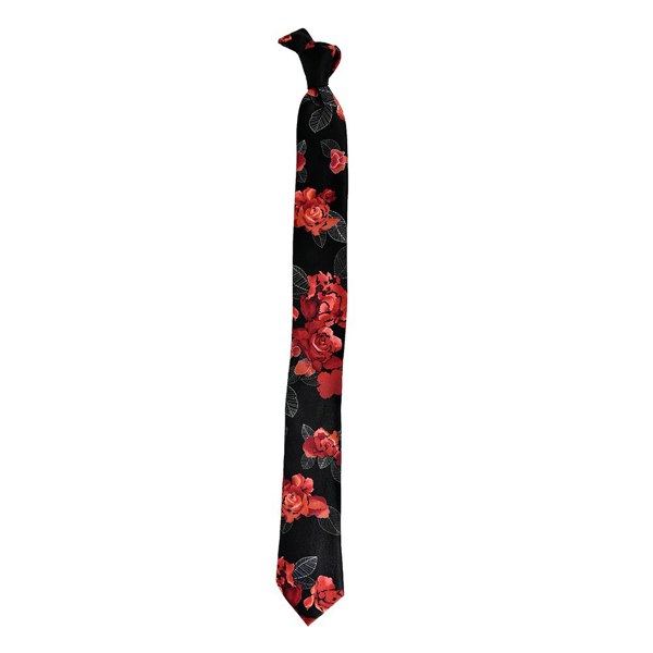 David WeJ Large Flower Print Tie - Black Red