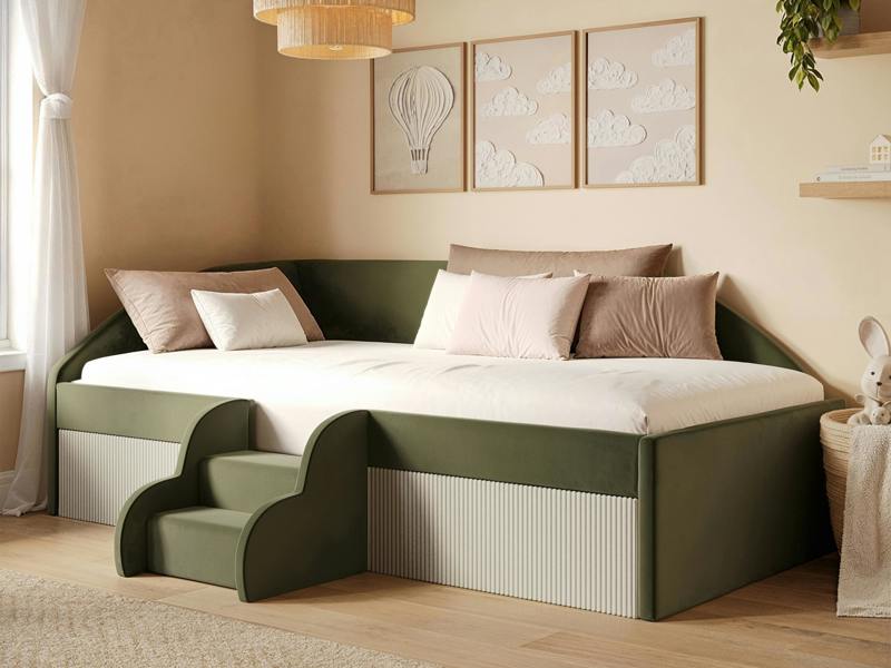 Aviana Velvet Low Sleeper Bed with Beige Cord