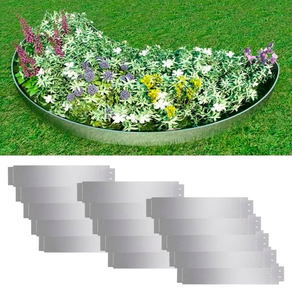 Berkfield Lawn Fence 15 pcs Galvanised Steel 100x20 cm