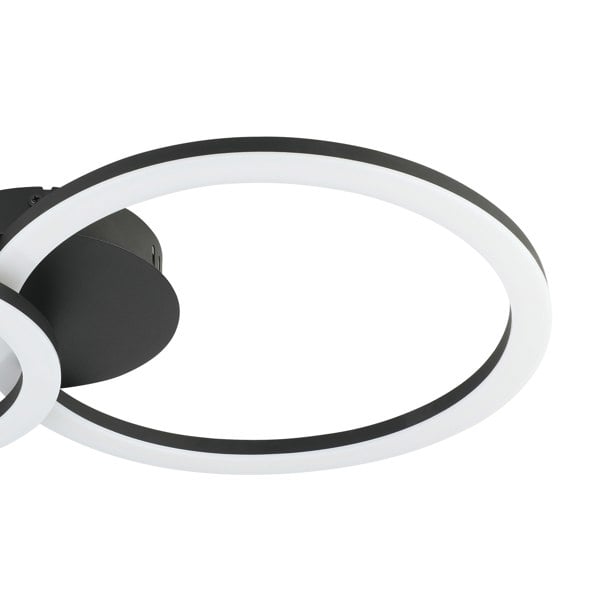 EGLO Parrapos-Z Modern Black Steel Smart Control, Colour Changing Ceiling Light, (W) 30cm