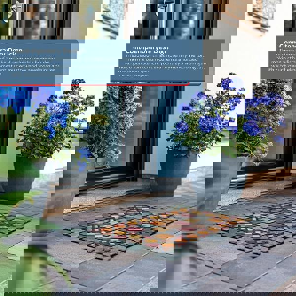 Nicoman Elegant Tile Effect Doormat - Blue Edge