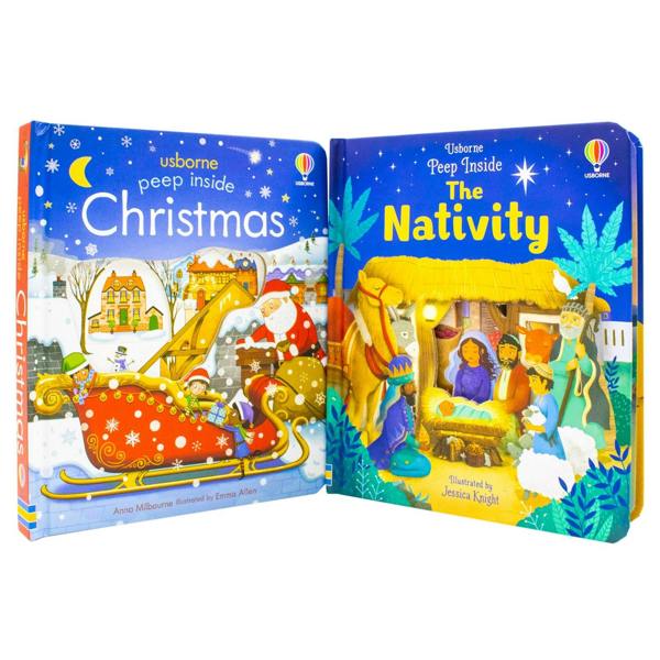 Peep Inside Christmas and Peep Inside Nativity 2 Books Collection Set by Katie Daynes, Anna Milbourne
