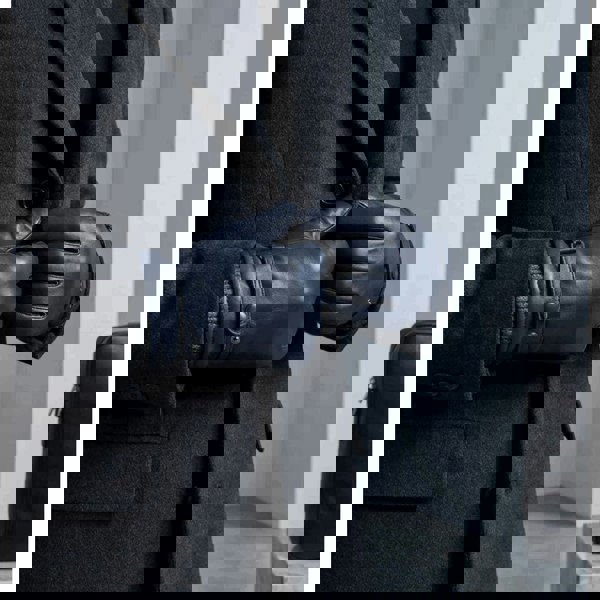 Infinity Leather Men’s Genuine Leather Ribbed Knit Cuff Gloves