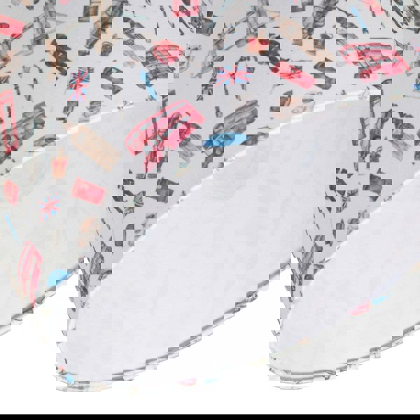 London Themed Cotton Lamp Shade with Red Buses Post Boxes Black Taxis Image 5