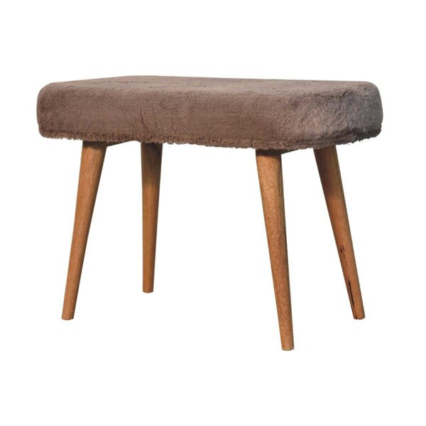 Wyld Haus Rome Faux Fur Fabric Bench Mango Wood Legs