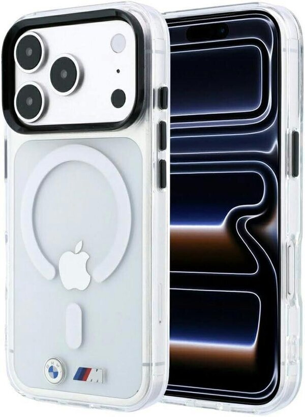 BMW M IML Glossy Metal Logo Trims Case with MagSafe for iPhone 17/18 Pro 6.3" Clear - BMHMP18L26HTGMILH