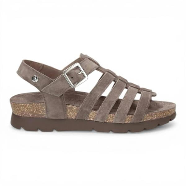 Panama Jack Sasha B6 - Women’s Wedge Stone Grey Suede Leather Sandals