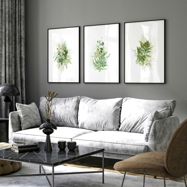 Botanical art prints | set of 3 wall art for living room