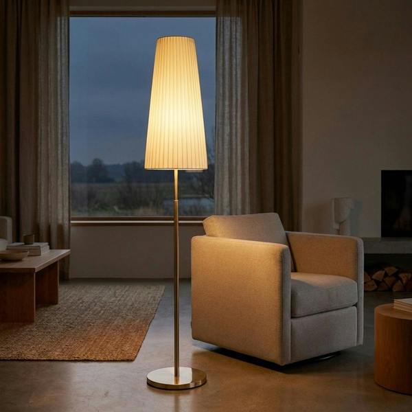Garden Greatness Contemporary Blanc Pleated Floor Lamp