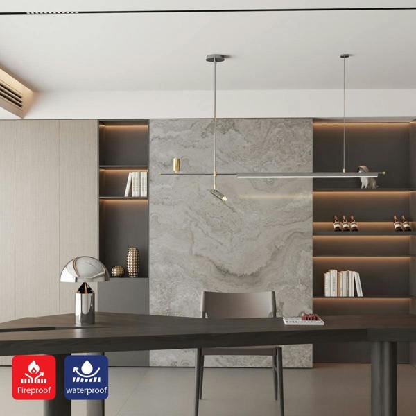 Britwall Luxurious High-Gloss SPC Wall Panel in Marble Gray Design Size:1220 x 2440 x 4 mm (Pack of 2)