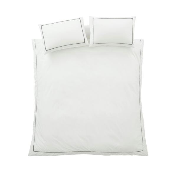 Bianca Contrast Trim 200 Thread Count Cotton Duvet Cover Set White / Black
