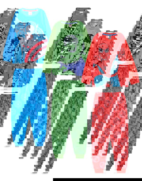 Marvel Boys Multicoloured Spiderman, Hulk, Captain America Multi-Pack of 3 Long Sleeve Long Leg Pyjama Set