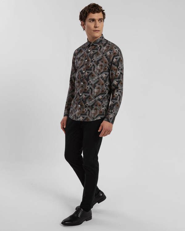 Steel & Jelly Limited Edition Slate Aztec Slim Fit Shirt