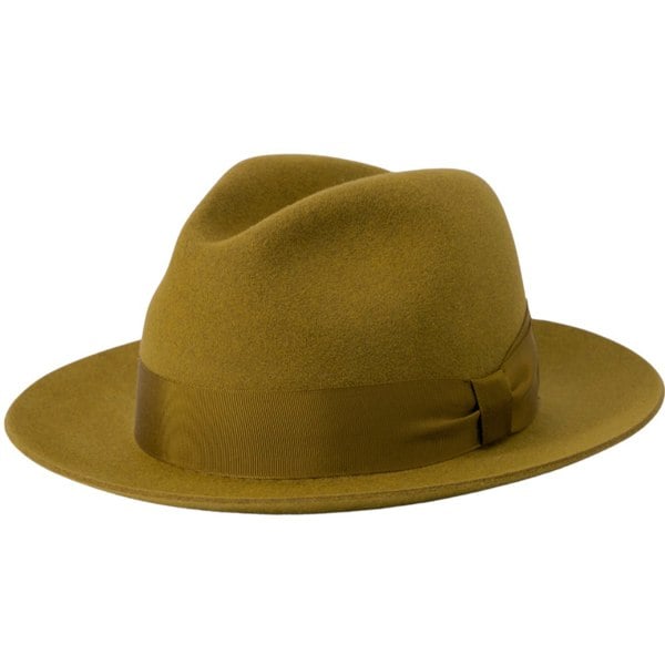 Gamble & Gunn Molton Luxury Handmade Fur Felt Fedora - Dark Mustard