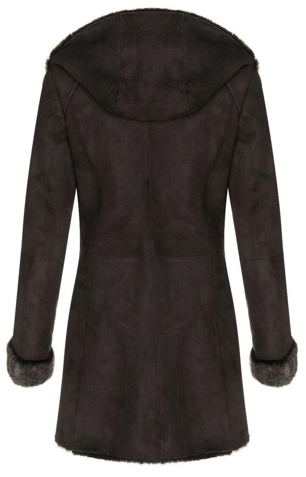 Infinity Leather Womens Merino Sheepskin Hooded Coat-Ryde