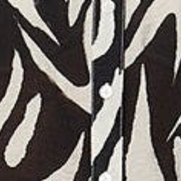 Izabel London Zebra Print 3/4 Sleeve Collarless Shirt