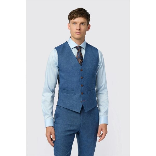 Antique Rogue Blue Texture Stretch Waistcoat