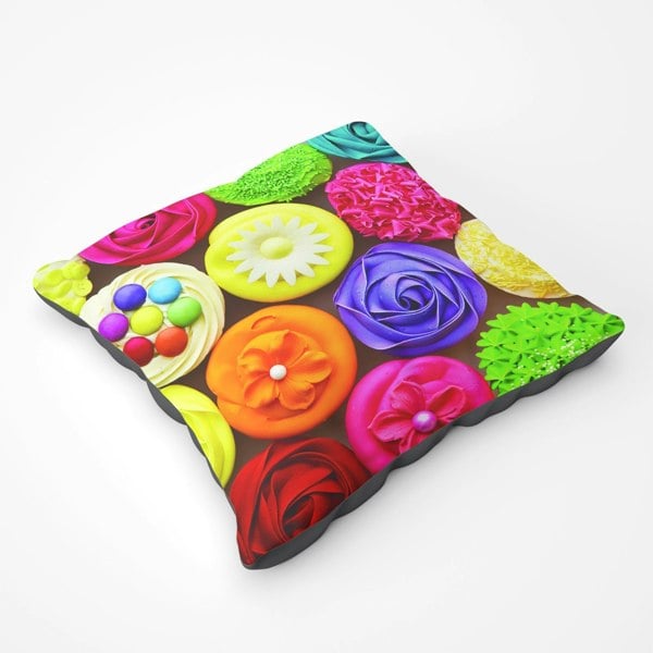 Warren Reed Bright Colourful Cupcakes Floor Cushion