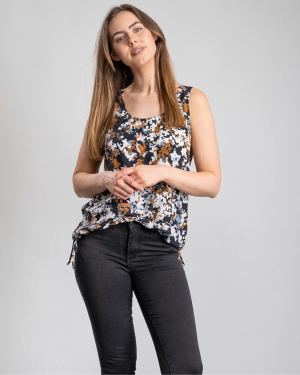 BOSS Cendia Puzzle Pattern Sleeveless Blouse