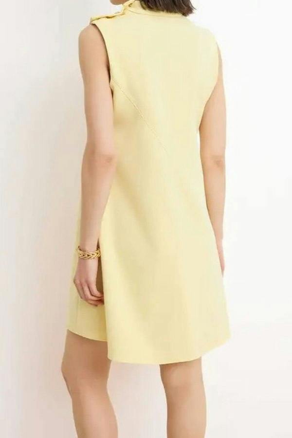 WOVCOR Solid Button Detail Mini Woven Dress