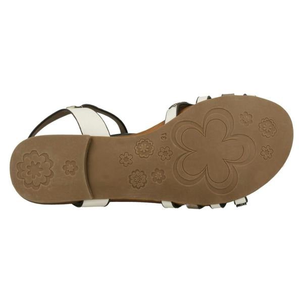 Down to Earth Ladies Down To Earth Flat X Strap Beaded Vamp Sandals