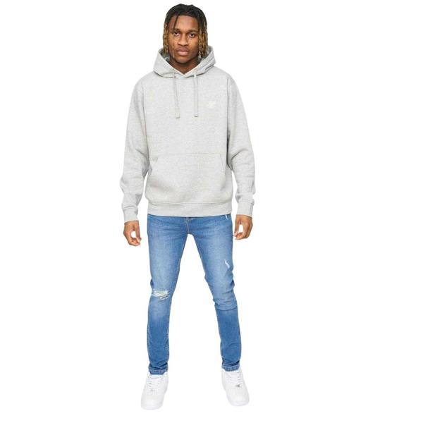 SikSilk Mens Essentials Overhead Hoodie - Grey Marl - 