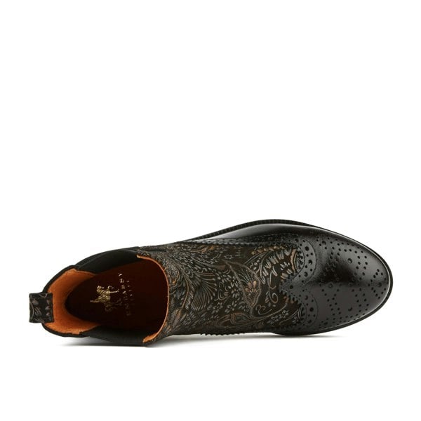 Embassy London Mamacita - Black Gold - Women's chelsea boot with wingtip brogue detail
