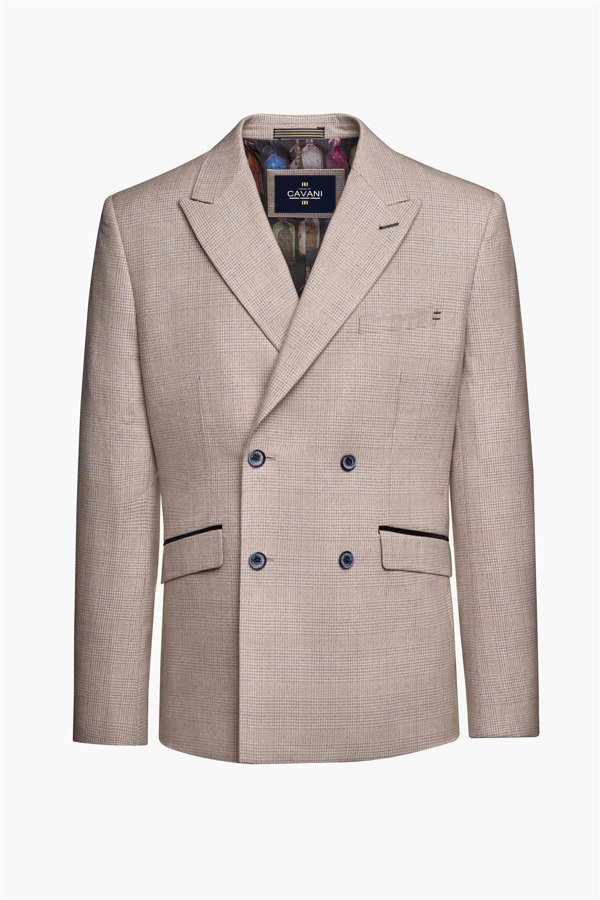 Caridi Beige Double Breasted Blazer Front Product Shot