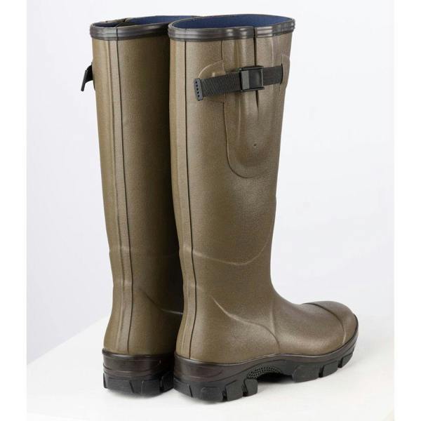 Rear view of the Light Khaki Rydale Lisset wellington boots showing heel detail