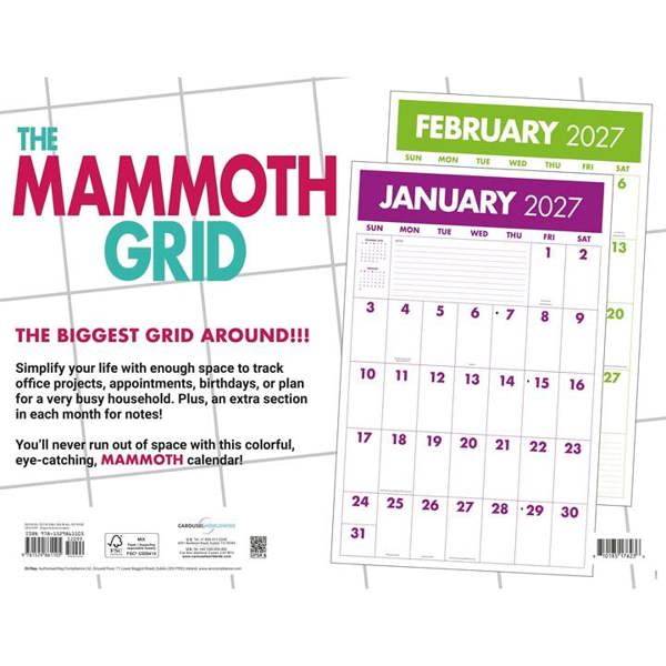 The Mammoth Grid Super Deluxe Calendar 2027, Deluxe Calendars, Month To View, Basics, Gift