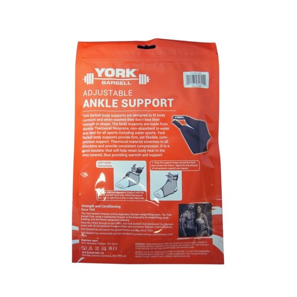 Back Packaging on York Barbell Adjustable Ankle Support