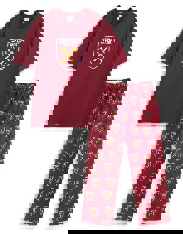 West Ham United Unisex Red Logo Short Sleeve Long Leg Pyjama Set