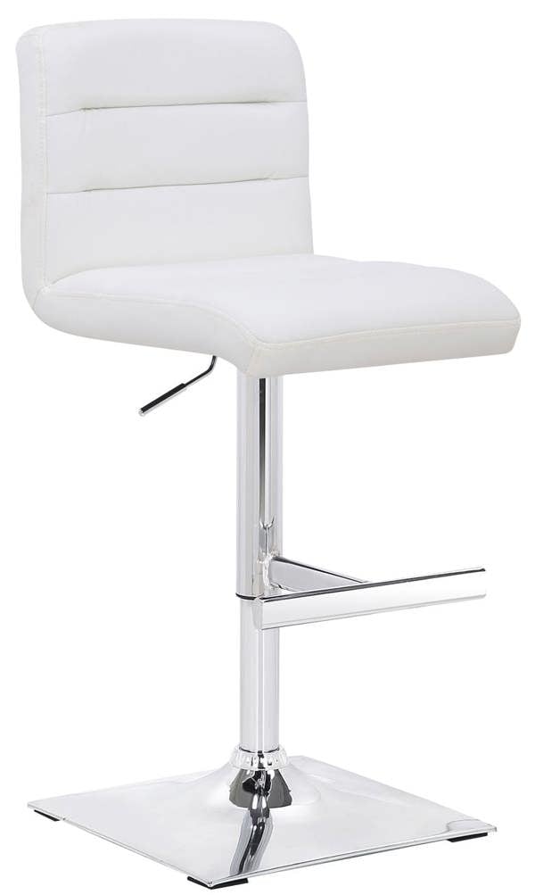 Lamboro Luscious Breakfast Bar Stool, Chrome Footrest, Height Adjustable Swivel Gas Lift, Home Bar & Kitchen Faux-Leather Barstool, White