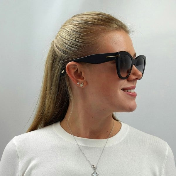 Tom Ford Sunglasses FT0940 Cara 01B Shiny Black Smoke Grey Gradient