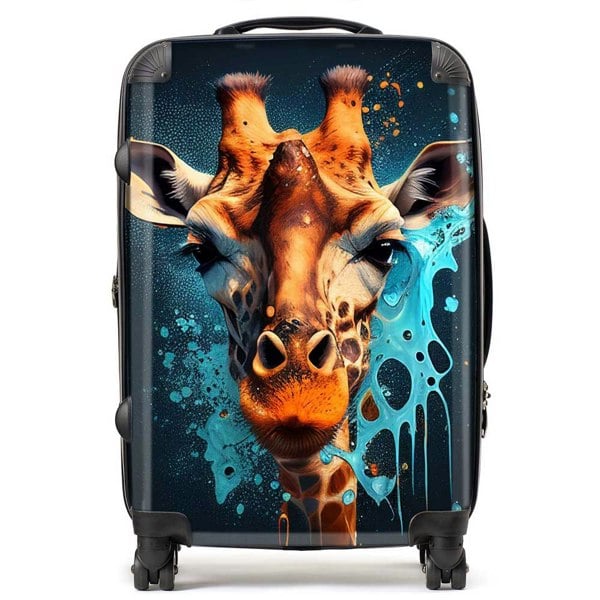 Warren Reed Blue Giraffe Face Splashart Suitcase