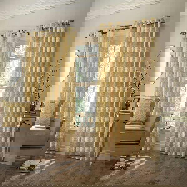 Paoletti Horto Eyelet Curtains - Ochre Yellow