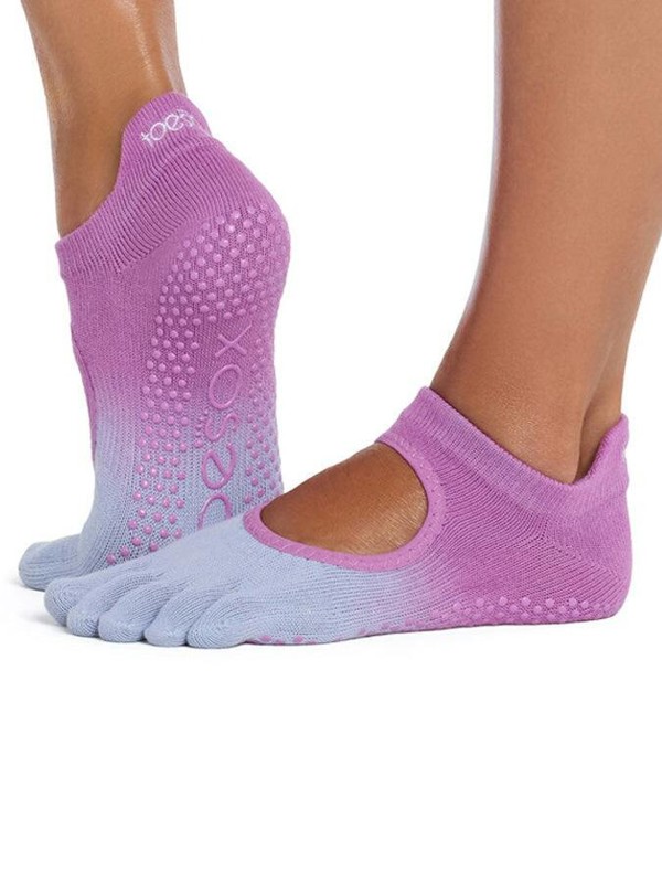 ToeSox Full Toe Bellarina Women's Yoga Grip Socks - Azalea Ombre