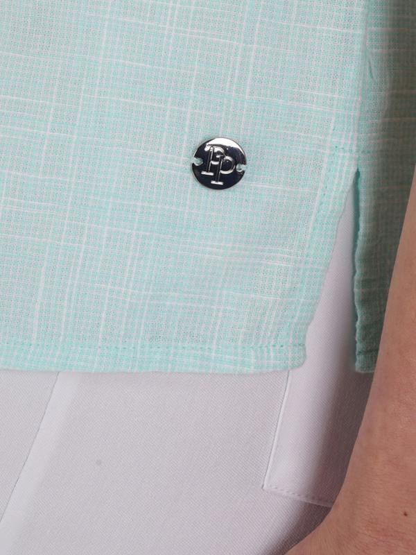 PennyPlain Collared Microcheck  Shirt - Mint