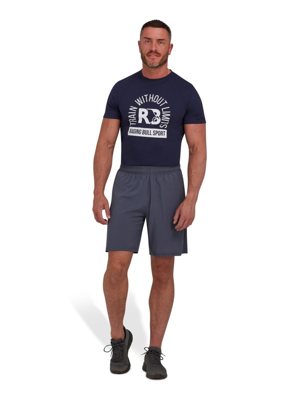 Raging Bull Mens RB Sport Logo Running Shorts - Dark Grey Marl