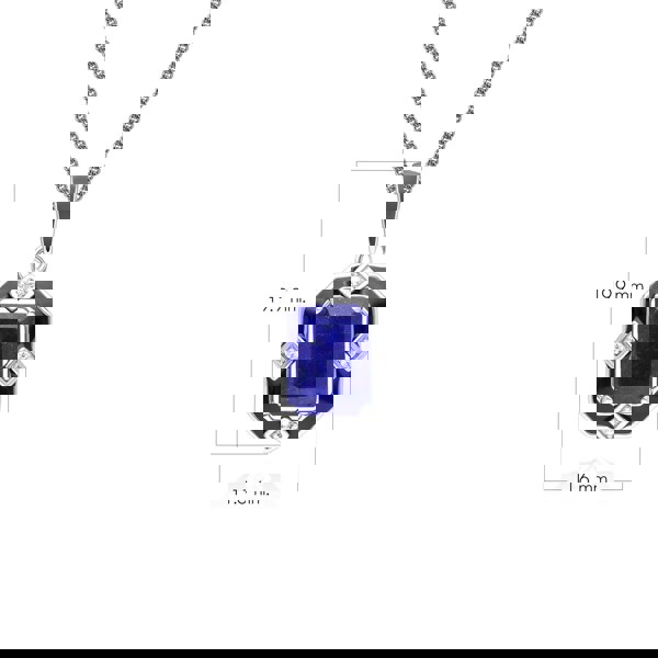 Gemondo Grand Deco Black Enamel, Lapis Lazuli & Topaz Pendant Necklace in Sterling Silver