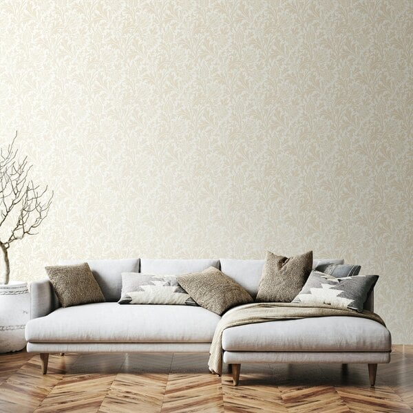 Hoopla Walls Thistle Damask - Oyster 10m Wallpaper