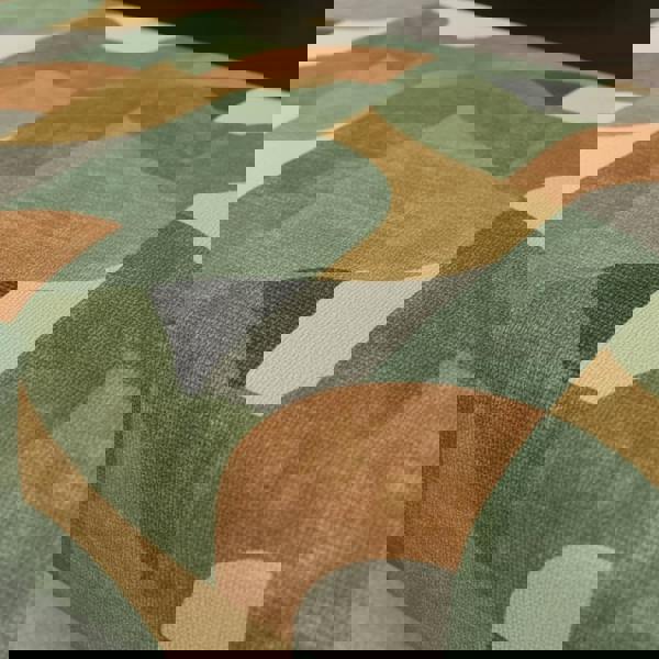 Handcrafted UK coffee table bench showcasing abstract art style fabric