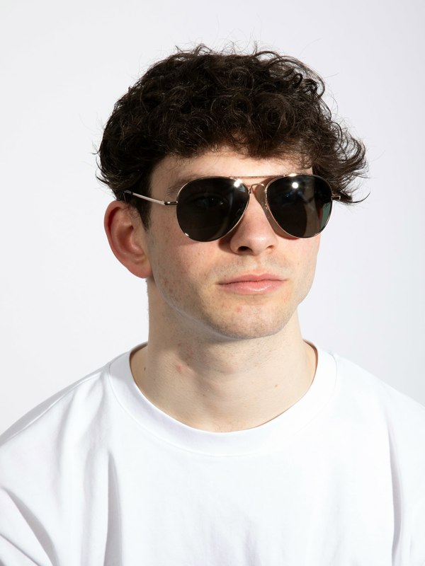 SVNX Gold Frame Aviators with Khaki Lenses