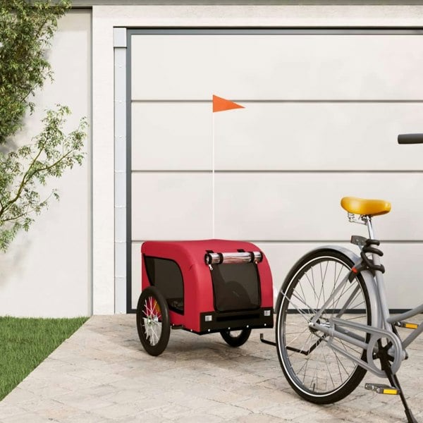 Berkfield Dog Bike Trailer Red and Black Oxford Fabric and Iron
