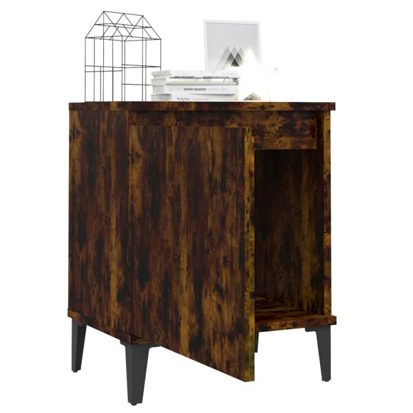 Berkfield Bed Cabinets with Metal Legs 2 pcs Smoked Oak 40x30x50 cm
