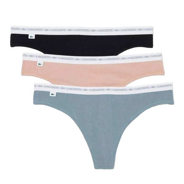 Lacoste Womens Cotton Briefs (Pack of 3) - Black/Pink/Blue