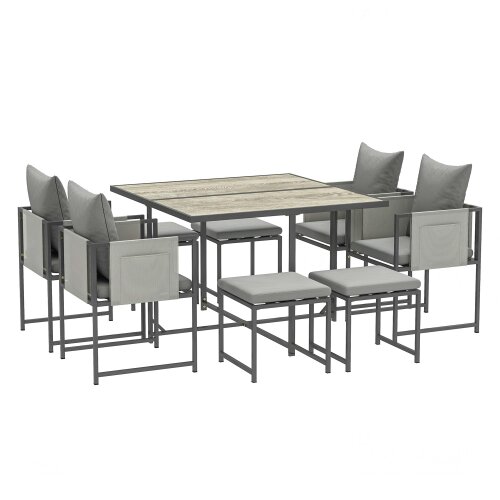 Wyld Haus Layori 8 Seater Grey Steel Frame Garden Dining Set