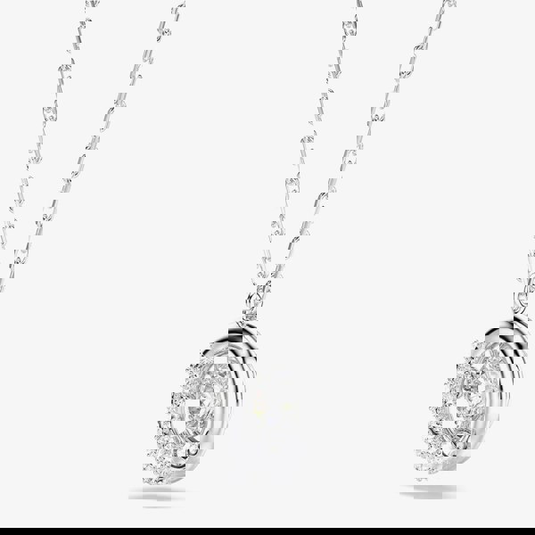 Swarovski Dextera Rhodium Plated Round White Crystal Pendant Necklace 5733400