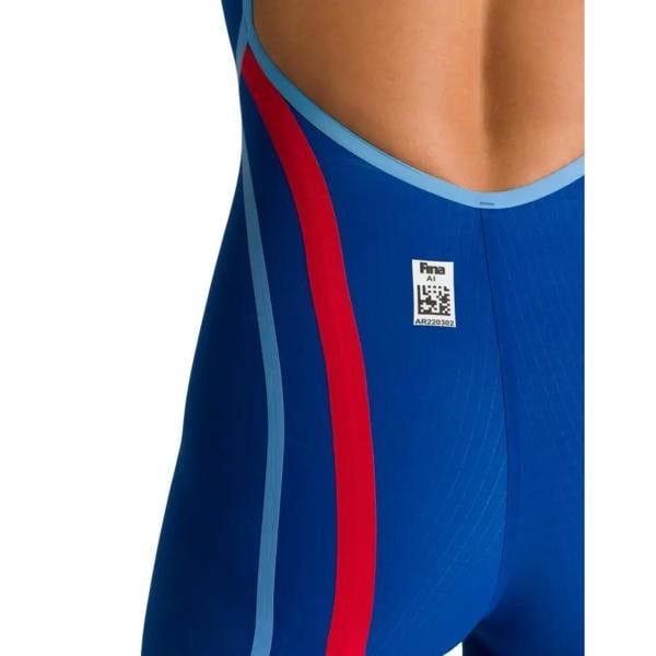 Arena Powerskin Carbon Core FX Kneeskin in ocean blue with stripes